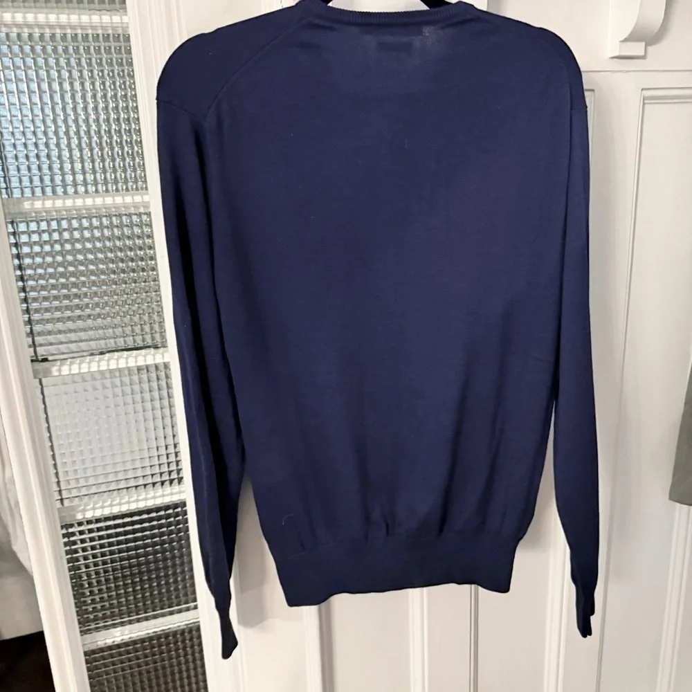 Peter Millar Men’s Silk, Cotton & Cashmere V-Neck Blue Sweater Sz L Excellent